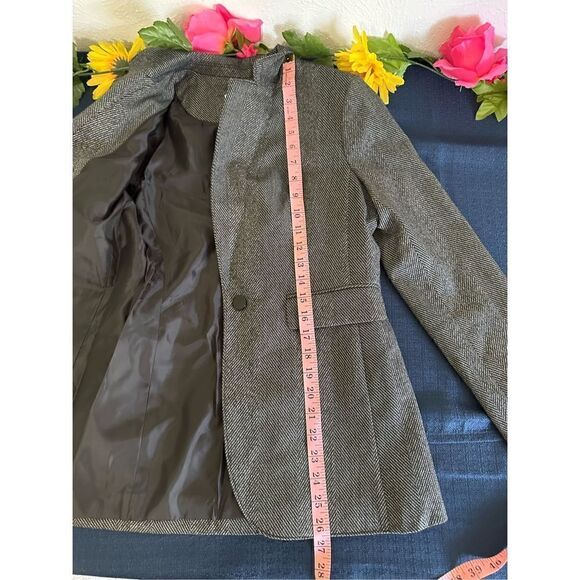 Calvin Klein Women’s Petite Black/Cream Herringbone One-Button Jacket Size 4P - Picture 7 of 9